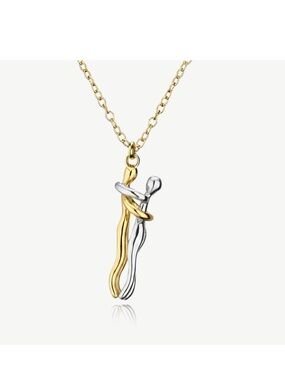 Anthropologie Gold and Silver Twisted Pendant Necklace